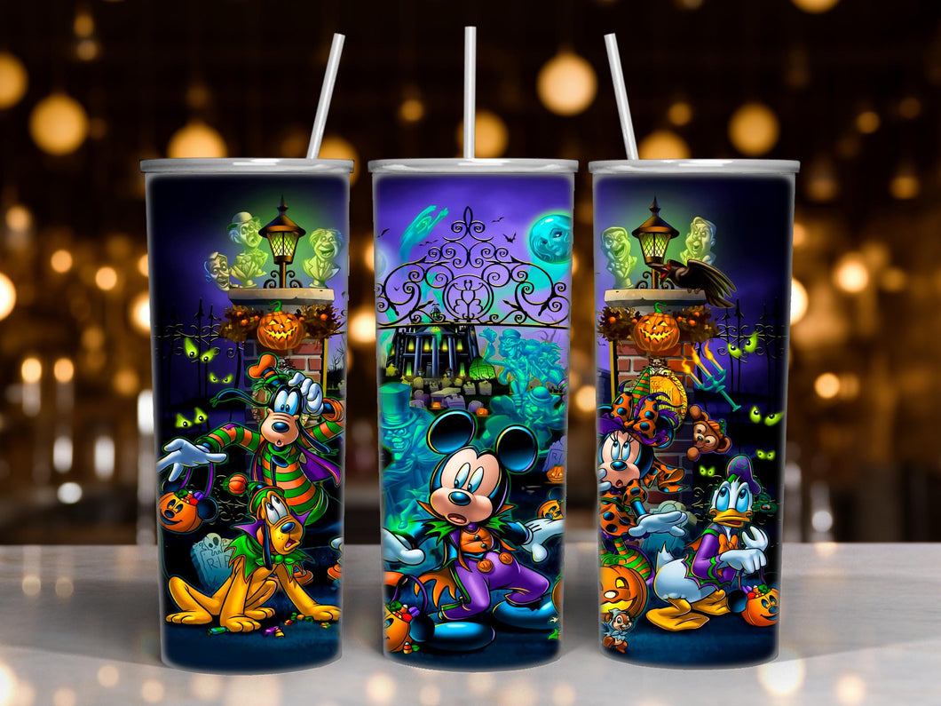 Halloween Disney Characters Haunted Mansion Mickey Minnie Goofy Pluto Donald Ghosts Drink Tumbler - 20 ounce