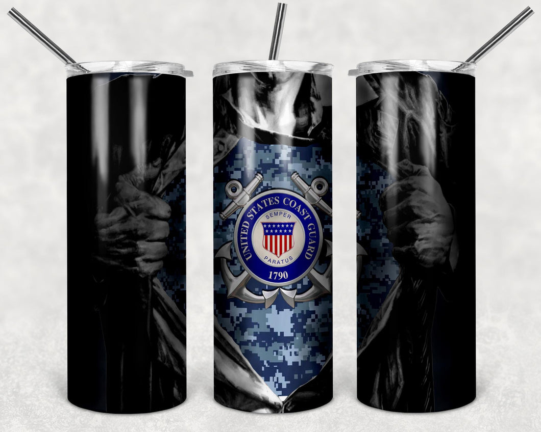 Military Superman Coast Guard Drink Tumbler - 20 ounce