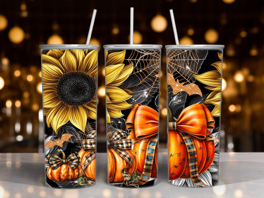 Fall Halloween Sunflower Pumpkins Drink Tumbler - 20 ounce