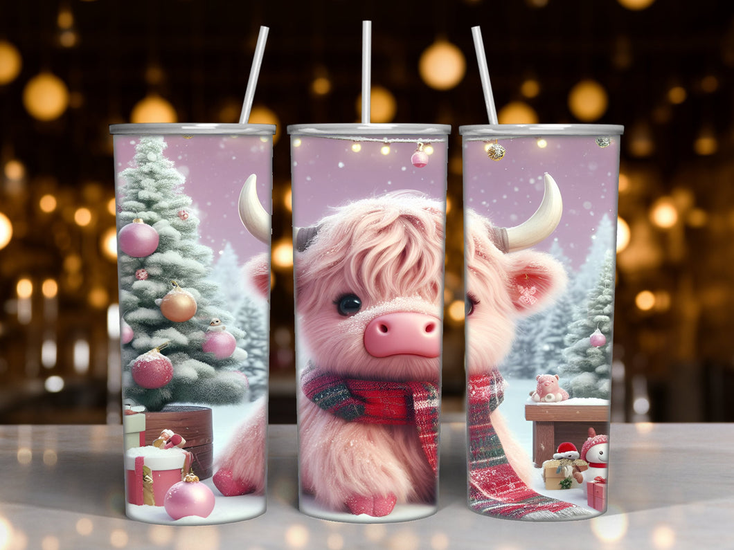 Christmas - Highland Cow - Sublimation Tumbler - 20 once